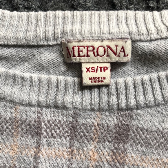 Merona Gray Plaid Women's Sweater - Picture 2 of 8